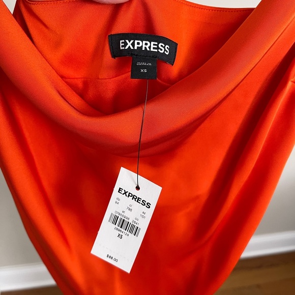 Express Satin Cowl Neck Asymmetrical Hem Maxi Slip Dress NWT - Picture 8 of 9